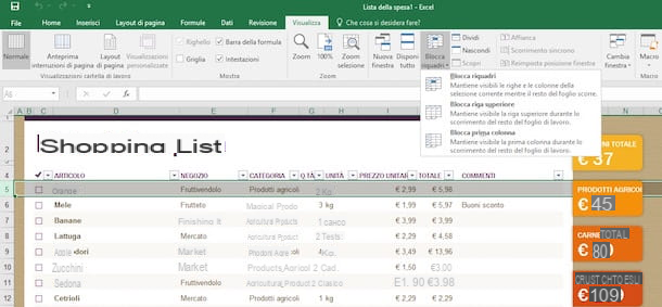 How to freeze an Excel row